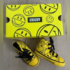 Converse Yellow & Black Smiley High-Top Sneakers
